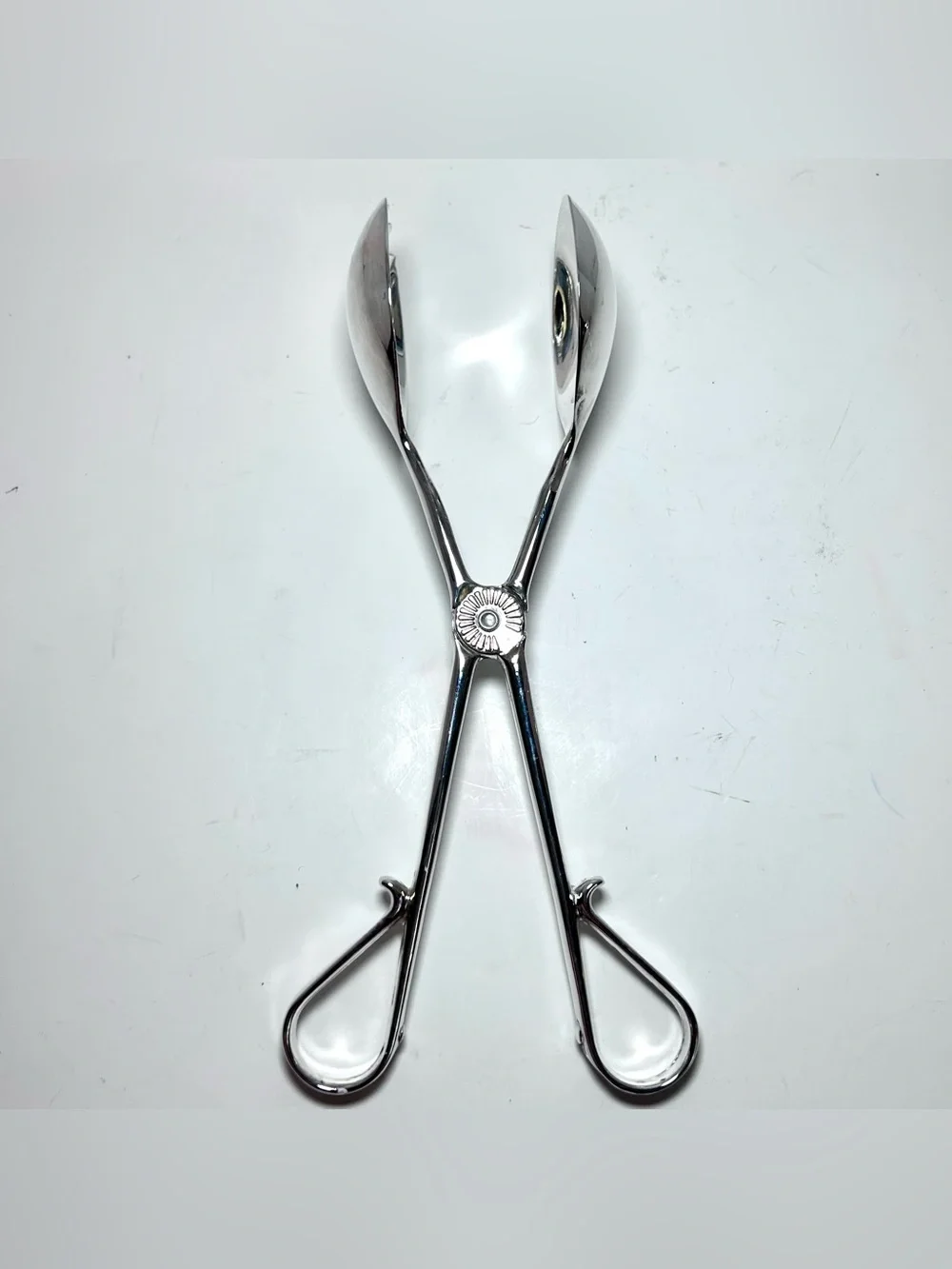 Silver Plated Salad Tongs Scissor Style Zinc Silver Plate Set of Two